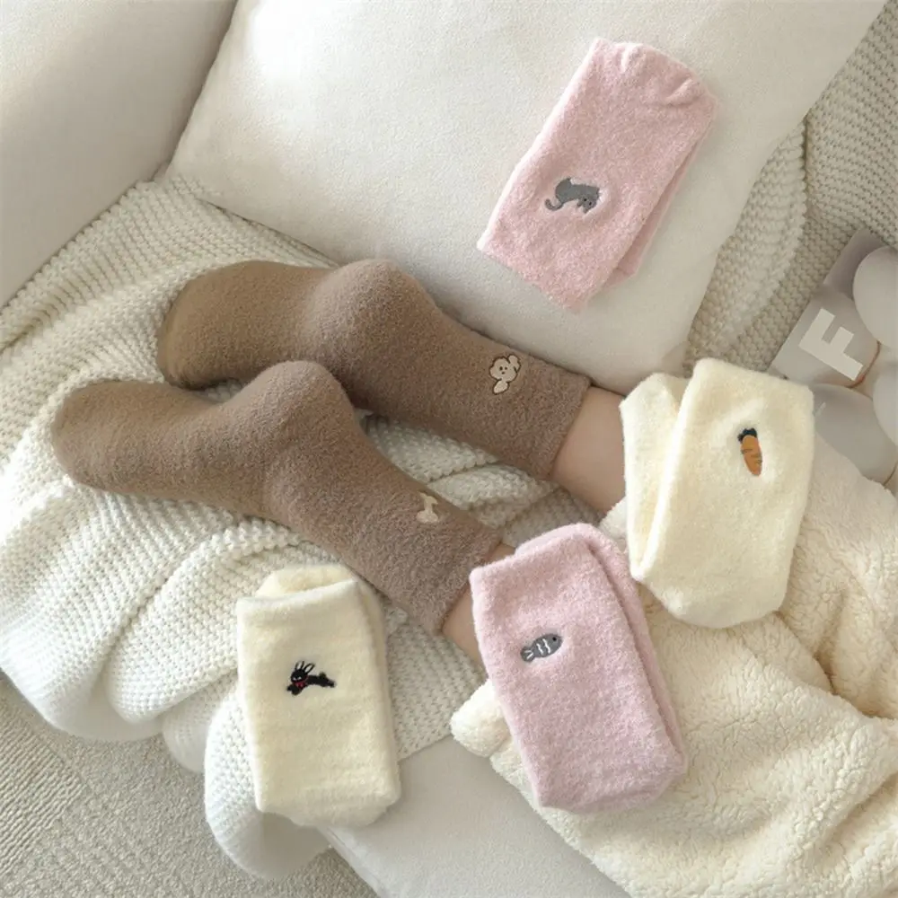 Casual Thick Winter Socks Thermal Antiskid Floor Sleep Sock Warm Double-sided Cashmere Socks Girls