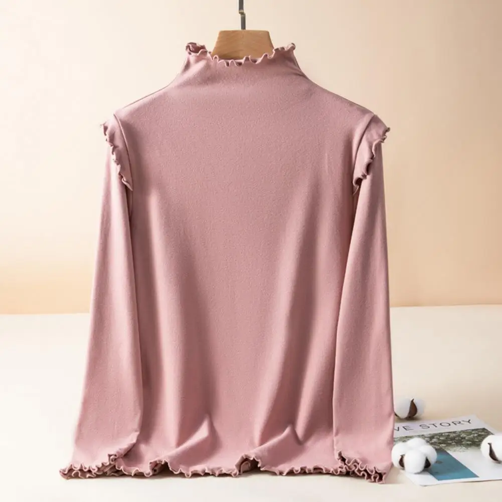 

Women Long Sleeve Top Elegant Half-high Collar Women's Pullover Blouse for Spring Fall Loose Fit Solid Color Long Sleeve Top