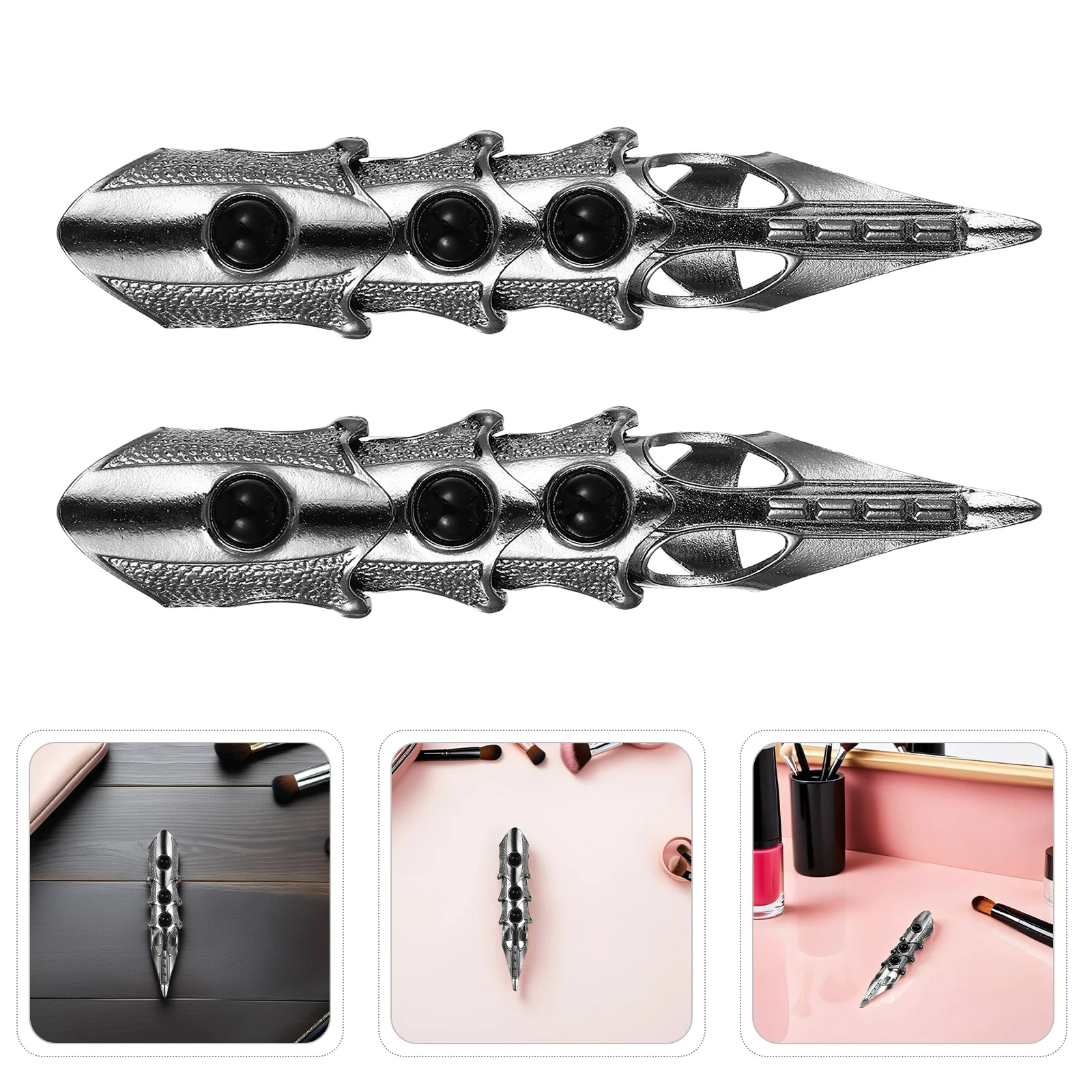 

4Pcs Gothic Full Finger Joint Ring Punk Costume Jewelry Halloween Party Cosplay Props Metal Articulated Vintage