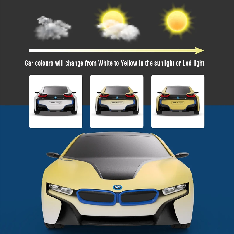 NEW BMW i8 UV Sensitive Collection RC Car 1:24 Scale Remote Control Car Change Color Electric Toy Car Model Vehicle Kids Adults