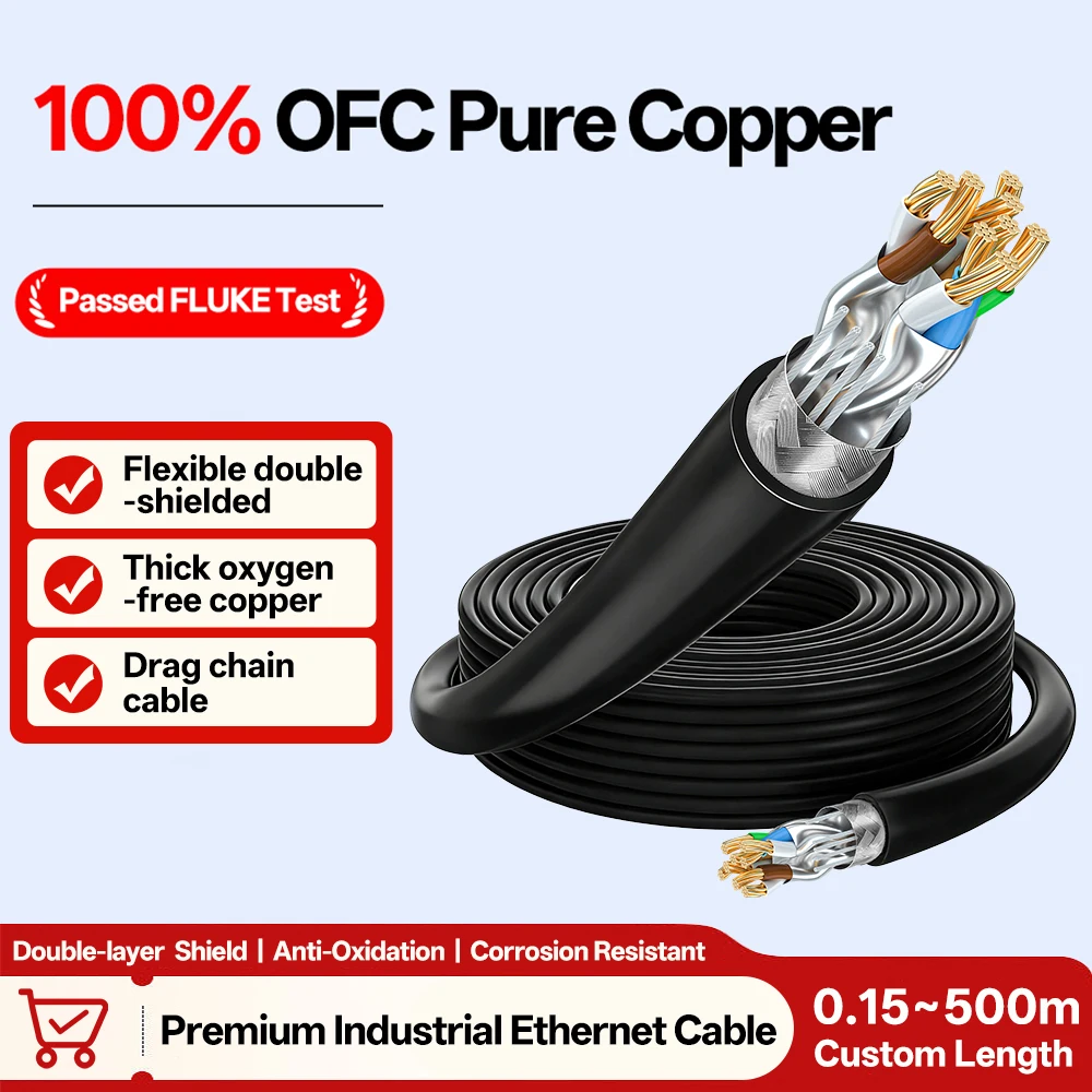 High Flexible S/FTP Industrial Ethernet Cable Cat6A Cat6 Cat5e IP67 Waterproof Oil Resistant for Drag Chain Factory Automation