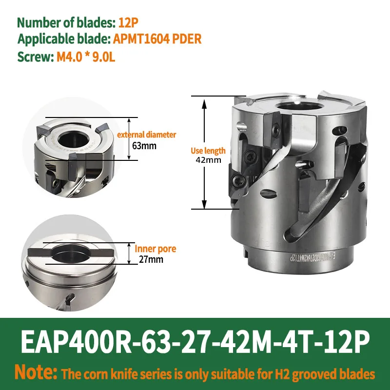 Rough Corn Milling Cutter GUS EAP400R BAP400R 50 63 Blades APMT1604 HRC45°-48° Collet Chuck Spindle For CNC Engraver Lathe Tools