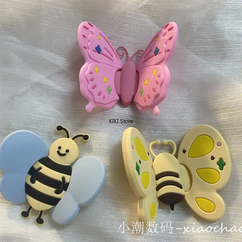 Pink Mobile Phone Stand Butterfly Bee Three-dimensional Stand Silicone Folding Paste