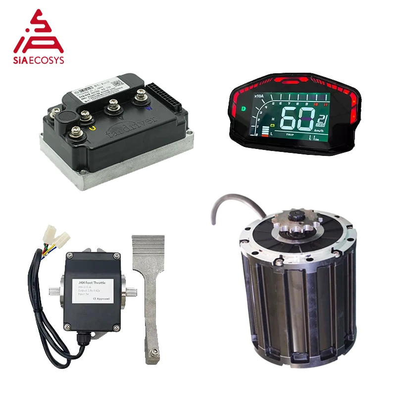 QS120 2000W 70H Mid Drive Motor Kit with FarDriver ND72260-Mini12 Controller Display and Foot Pedal for Electric Tricycle ATV