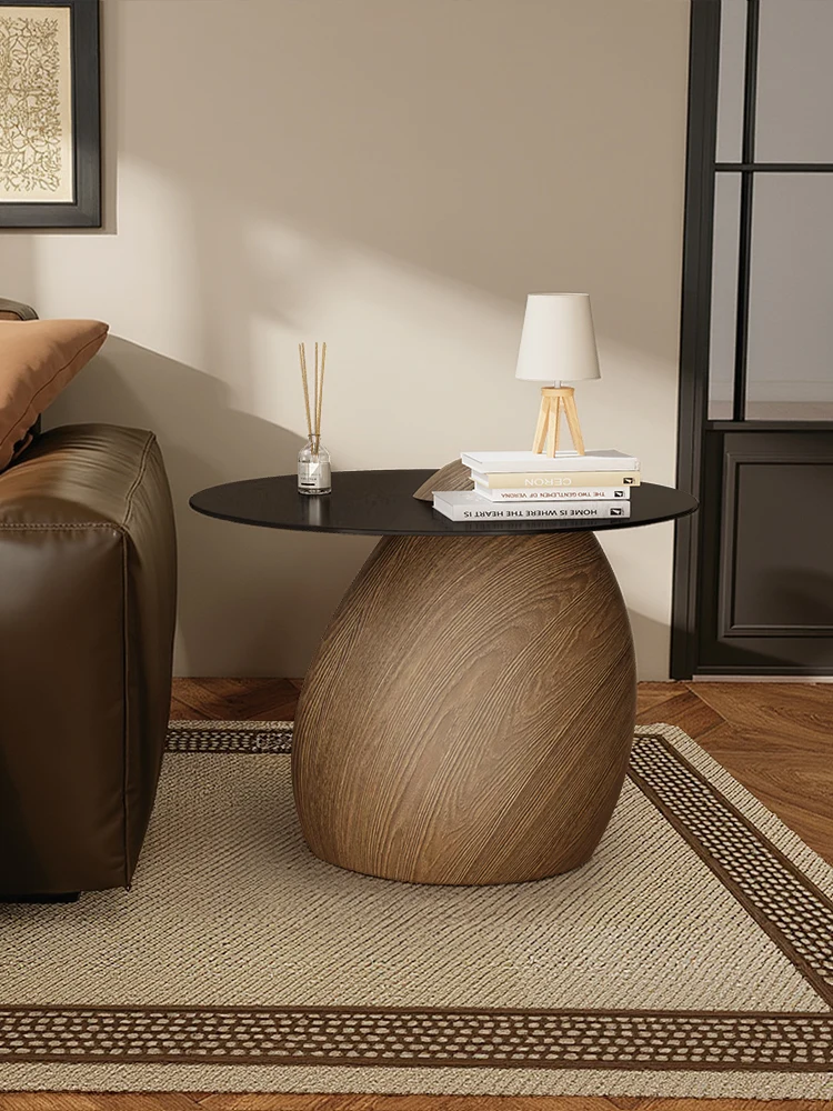 

Furniture Stone Running Tea Table Decoration,Resin Sculpture Glass Cafe Household Living Room Sofa Side Circular Corner Tables