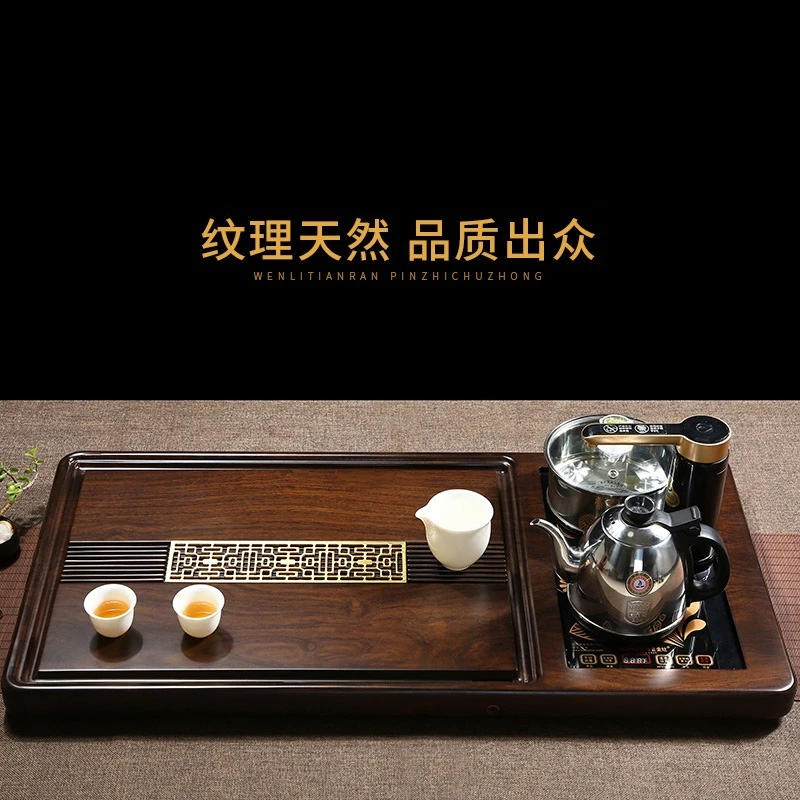 Black sandalwood tea tray Solid wood tea table set Household kettle Fully automatic integrated natural whole log Sea drainage