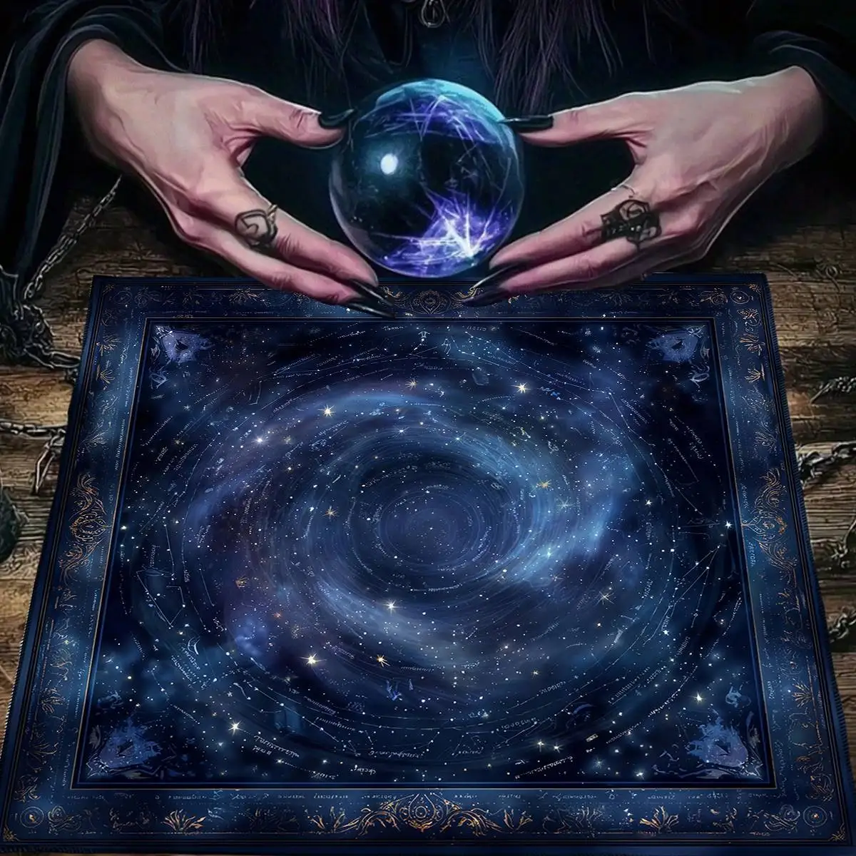 Magic Blue Starry Sky Vortex  Tarot Tablecloth Altar Decor Zodiac Constellations Altar Cloth For Tarot Divination Meditation
