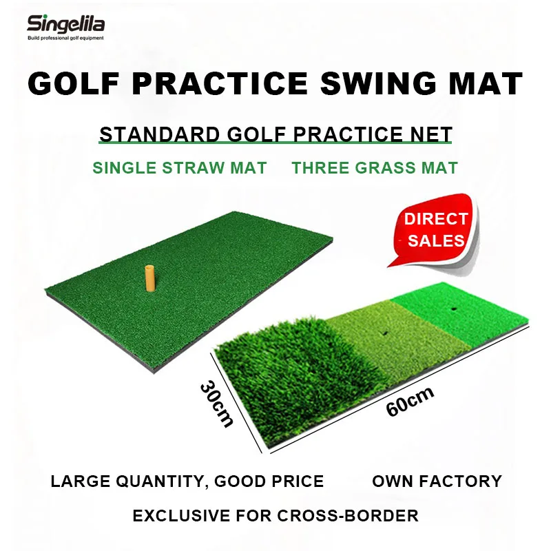 Singelila Durable PP Straw Golf Mat Indoor Outdoor Mini Practice Backyard Training Auxiliary T-Shirt for Golfers