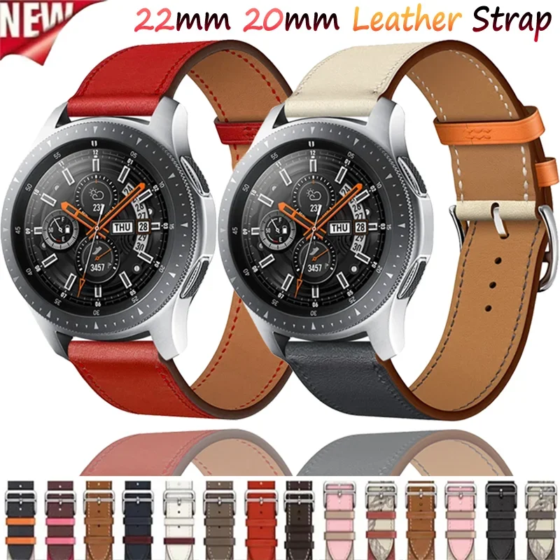 22/20mm Lederarmband für Samsung Galaxy 4 5 6 7/Huawei Watch 5 GT4-5-6 Pro 46mm Atmungsaktives Armband für Amazfit Bip 6/Balance 2