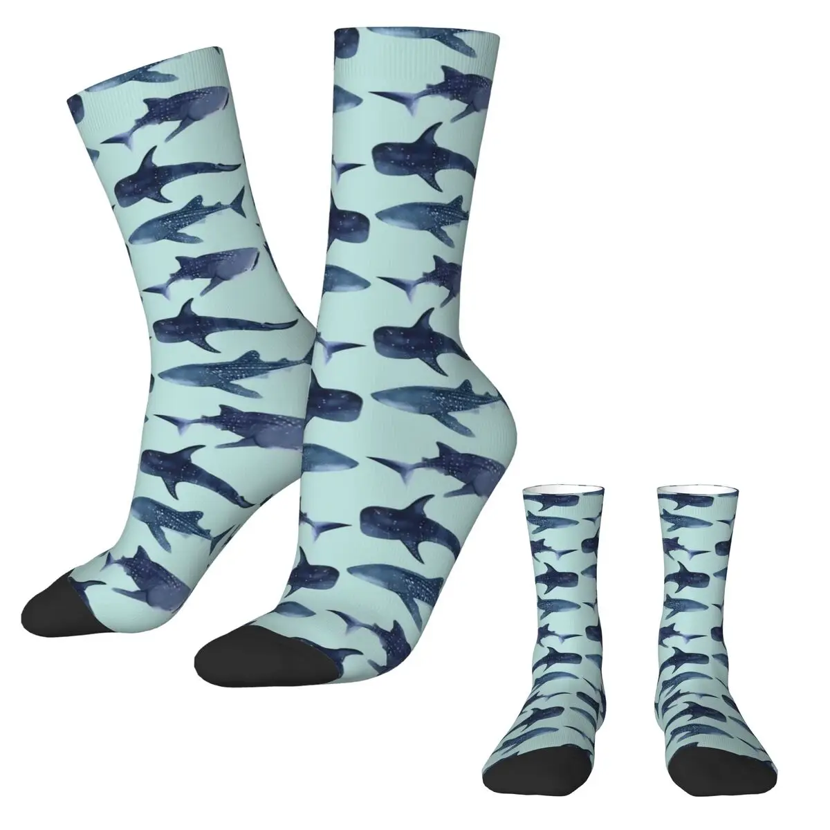 Whale Sharks Stockings Unisex Light Blue Animal Socks Quality Socks Autumn Running Sports Non Skid Design Socks Birthday Present