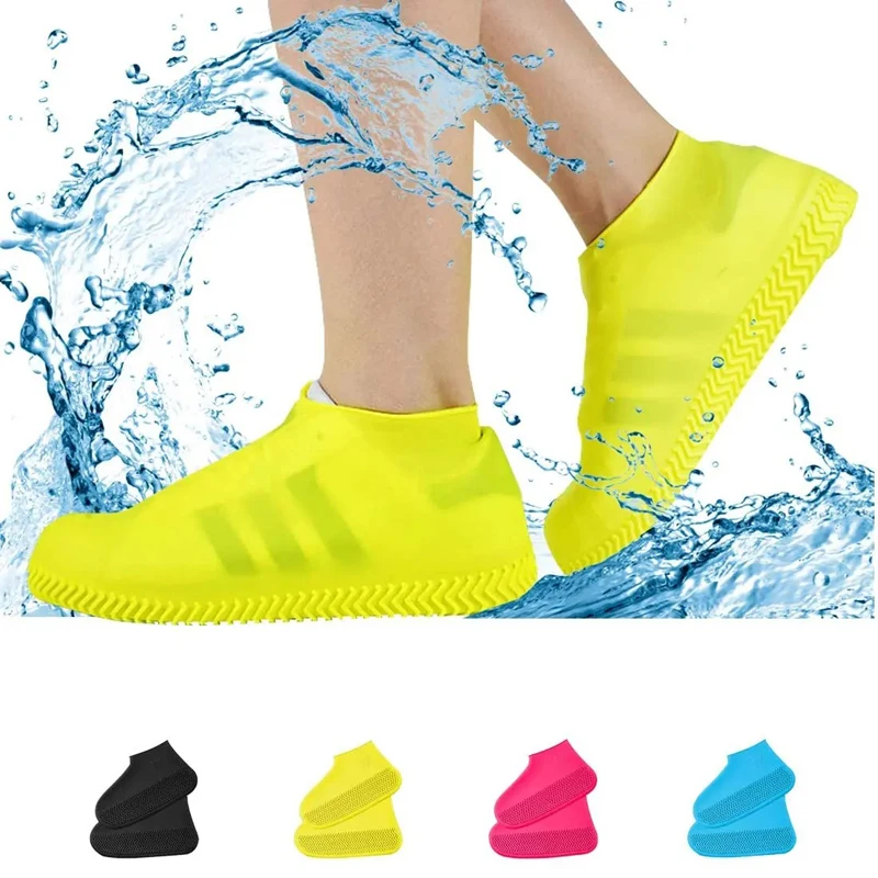 

2pcs Waterproof Non-slip Silicone Shoe High Elastic Wear-resistant Unisex Rain Boots for Outdoor Rainy Day Reusable Shoe Cover