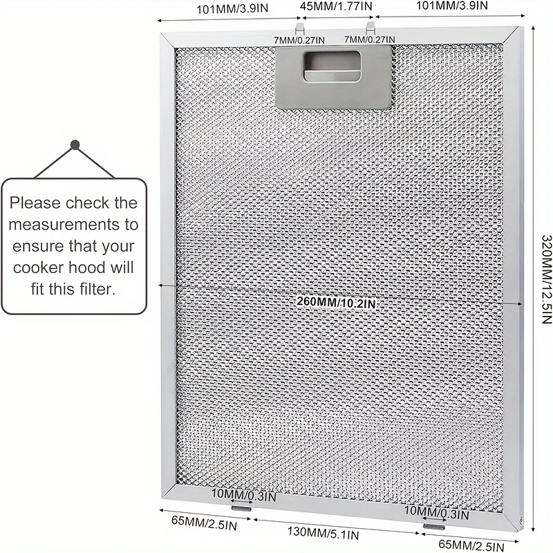 2pcs Metal Grease Filters For Range Hood, 320mm X 260mm Kitchen Range Hood Fan Filters ,Universal Range Hood Filters