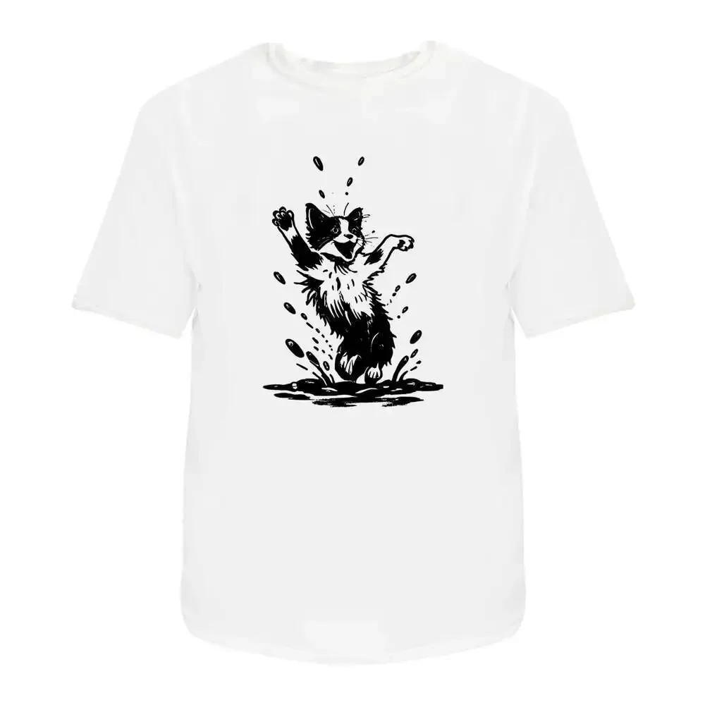 Cat Splashing in Water' Men's / Women's Cotton T-Shirts