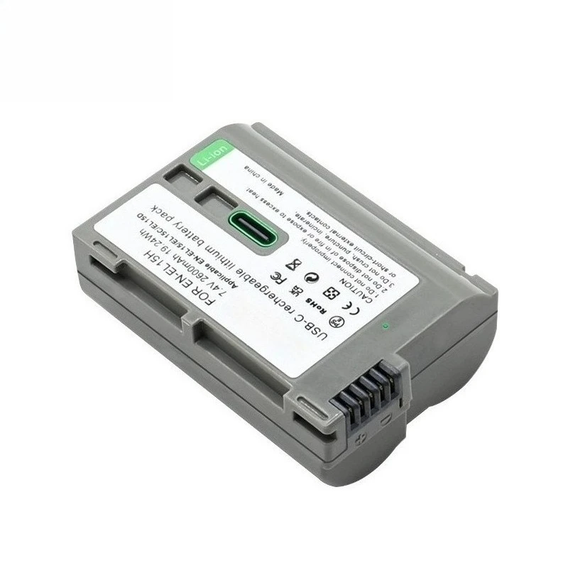 2600mAh EN-EL15 Replacement Battery Type-C Charging Port Compatible with Nikon D800 D810 D850 7.4V