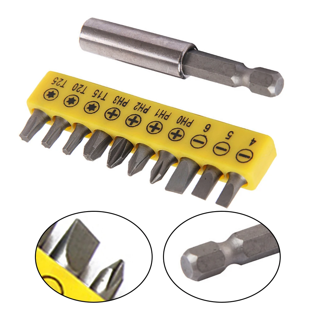 1set Slotted Cross Bit Set Socket Set With Connecting Rod Rechargeable Drill Bit Household Industrial Repair Tools