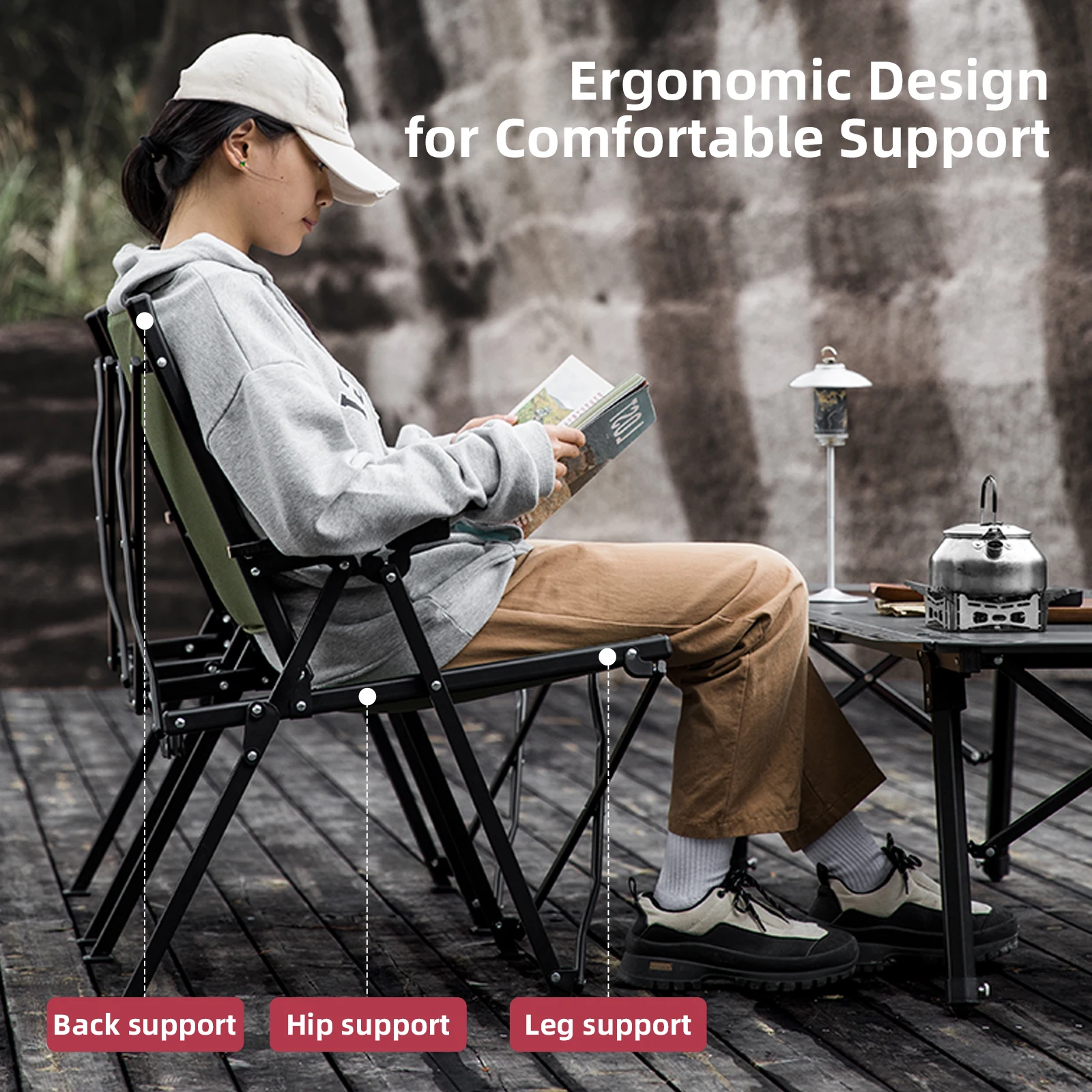 BISINNA Folding Camping Chair Quick Open Heavy Duty Portable Lightweight Garden Park Chair Outdoor Picnic Beach Hiking Fishing