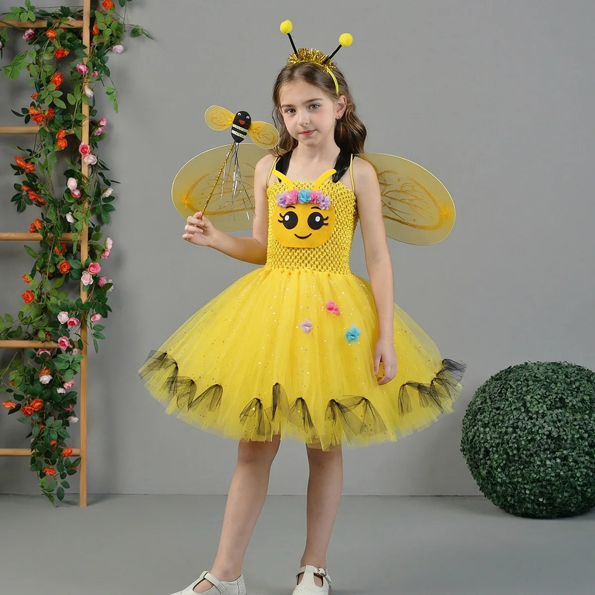 Милый костюм пчелы для девочек: сетчатая юбка-пачка, платье-пачка, наряд для выступлений на День защиты детей, костюм насекомого для косплея