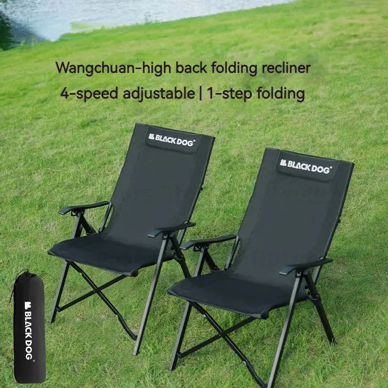 Blackdog Camping Foldable Recliner High Back  Chair Outdoor Aluminum Alloy Travel Fishing Beach Adjustable Chair Hat clip Hike