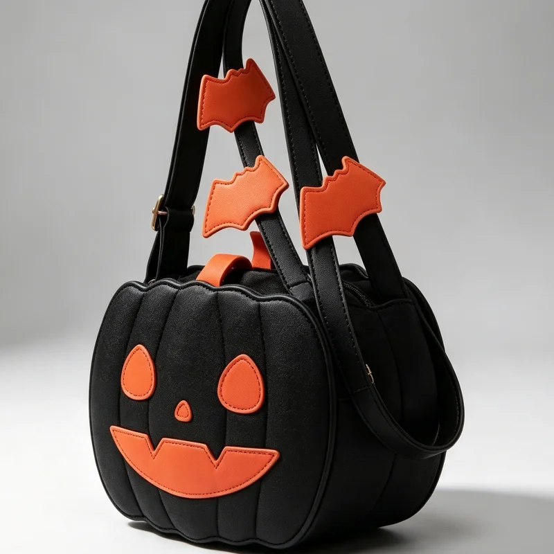 Cute Pumpkin Crossbody Bag, Halloween Trick or Treat Bag Waterproof Pumpkin Purse for Women Kids Decorative Pumpkin Satchel
