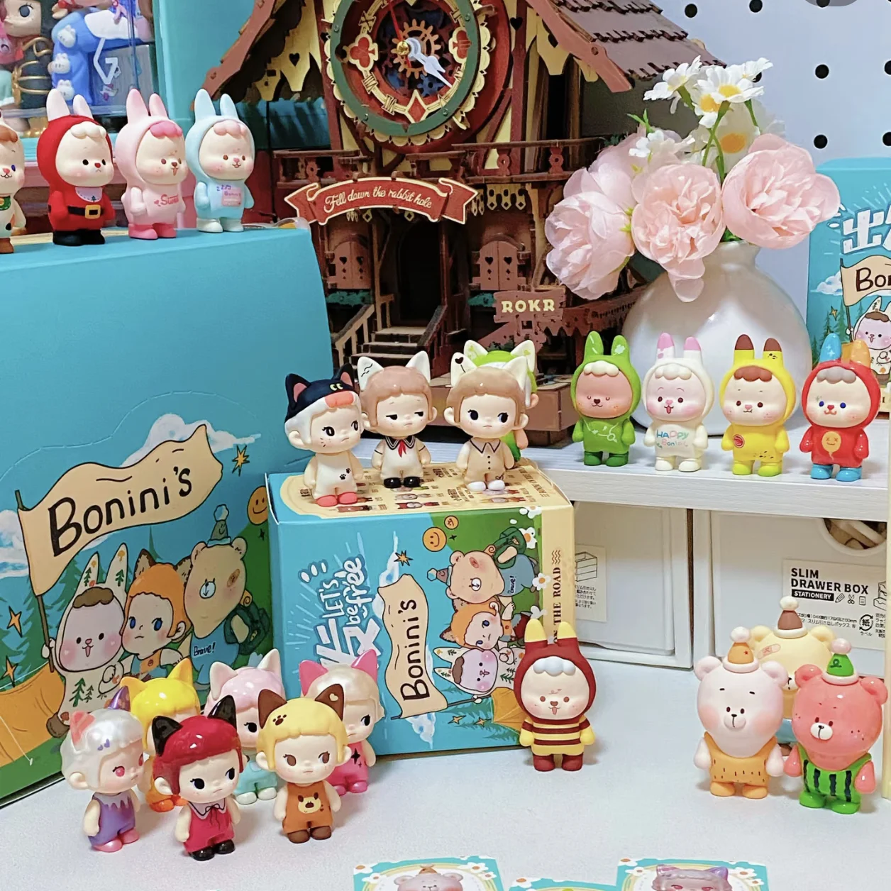 Buer Bonini Blind Box Original Lets Be Free Series Mini Kawaii Creative Beans Dolls Model Trendy Desktop Ornament Custom Gift view 5