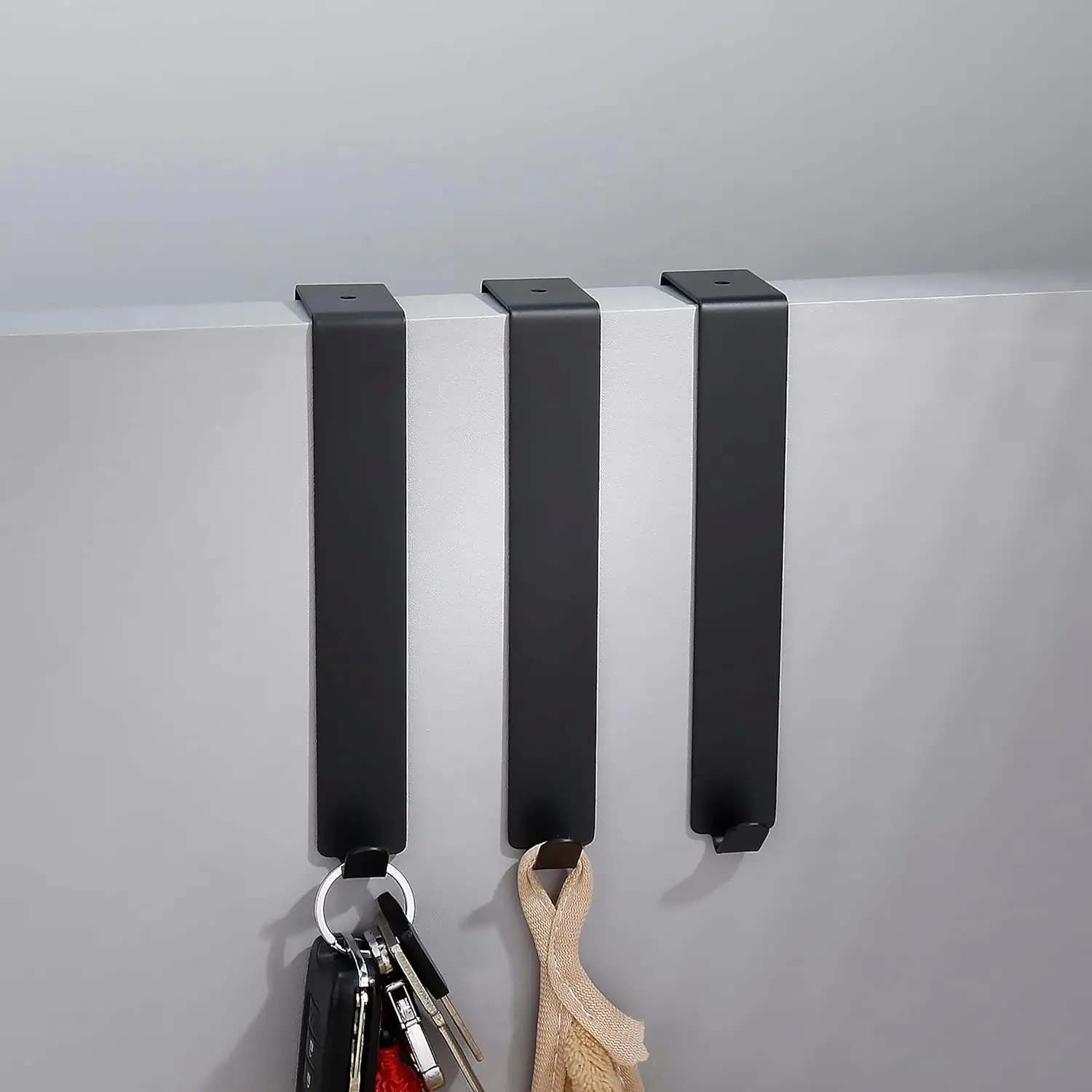 4 Stück Duschtürhaken, Handtuchhalter über der Tür, robuster Edelstahl, mattschwarz, Duschhaken, bohrfrei, Mantel, Robe Ha – Detail 2