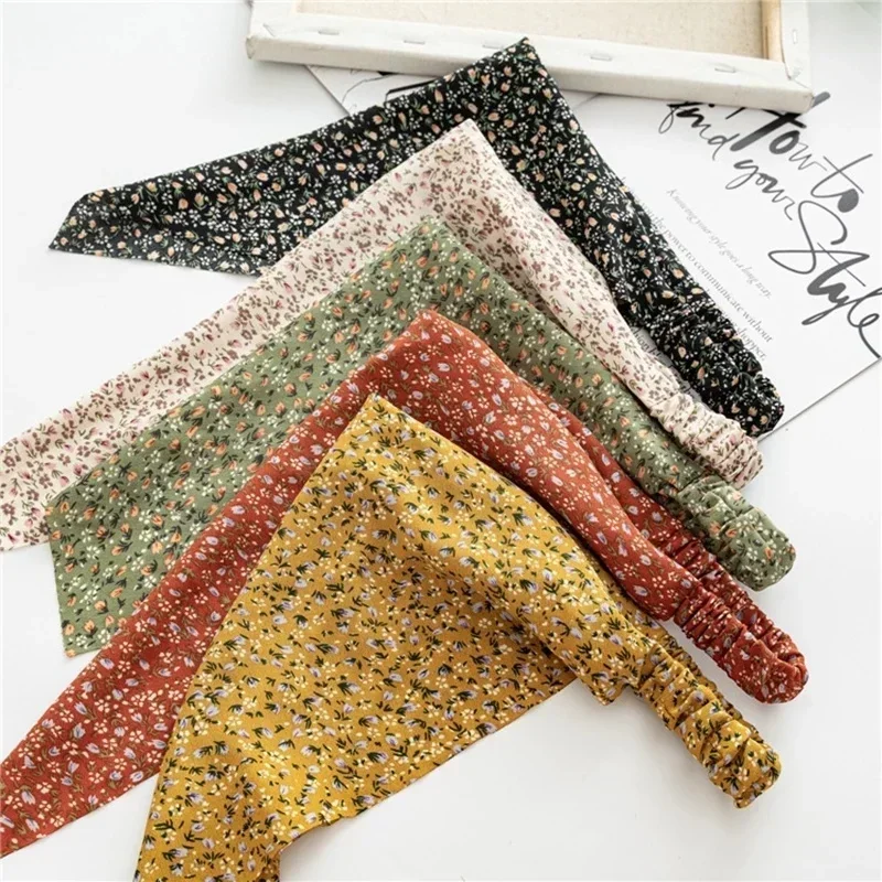 Floral Kerchief Headwear Wrist Head Wrap Scarf  Triangular Headscarf  Accessories Hair Band Fashion Women Hats Creative Gifts