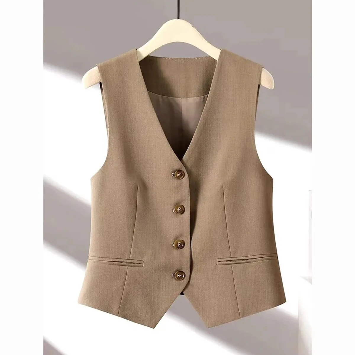 

Женский ранний осенний облегающий модный универсальный новый жилет Jaet V Ne из полиэфирного волокна 00%