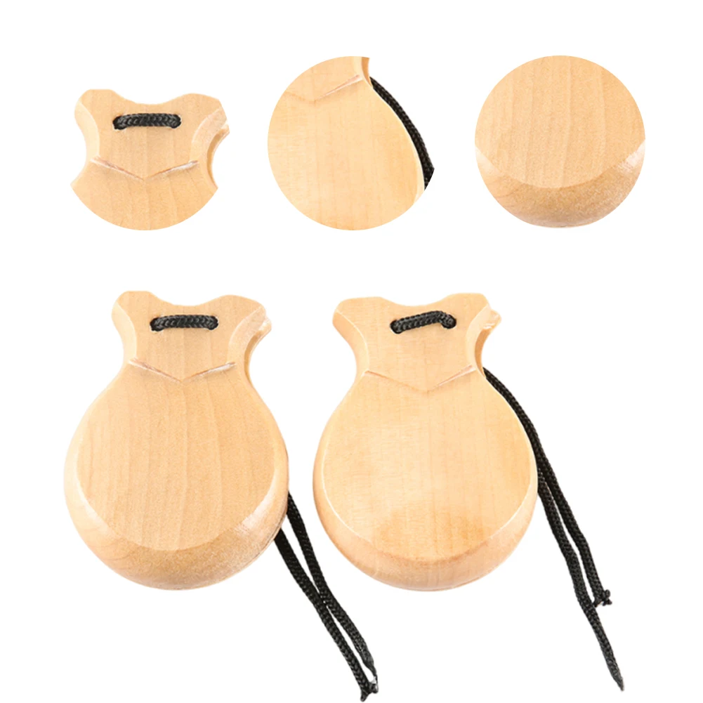 Castañuelas en español Castañuelas de flamenco tradicionales con cuerda Instrumentos musicales de percusión de madera ergonómicos para adultos y niños