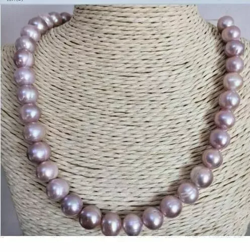 

Perfect AAA+11-12mm Natural Purple South Sea Baroque Pearl Necklace 14k Gold 18/36 inch