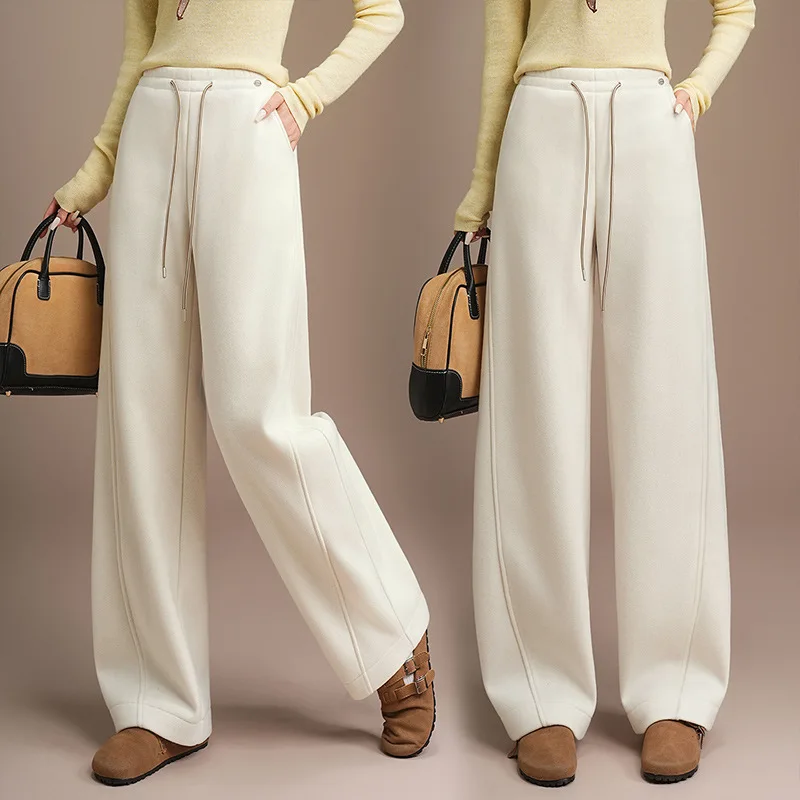 

Simple Woolen Scimitar Pants for Women Slimming Casual Pants