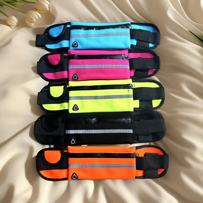 Unisex Sports Waist Bag with Reflective Strip Waterproof Shockproof Close-Fitting Phone Bag Outdoor Running Cycling Waist Pack