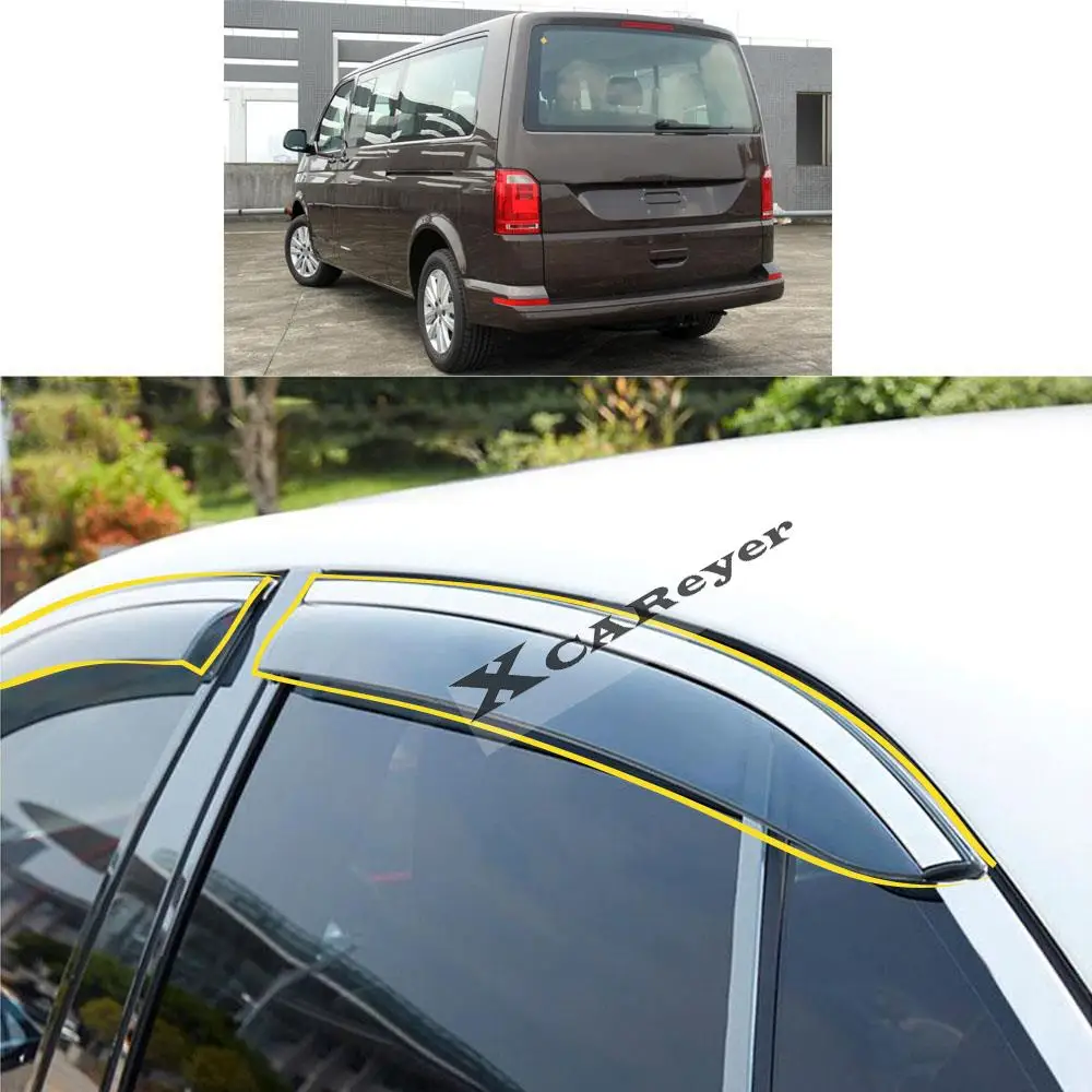 For VW Volkswagen Transporter (T6) Caravelle 2016 2017 2018 2019 2020 Car Sticker Plastic Window Glass Wind Visor Sun Guard Vent