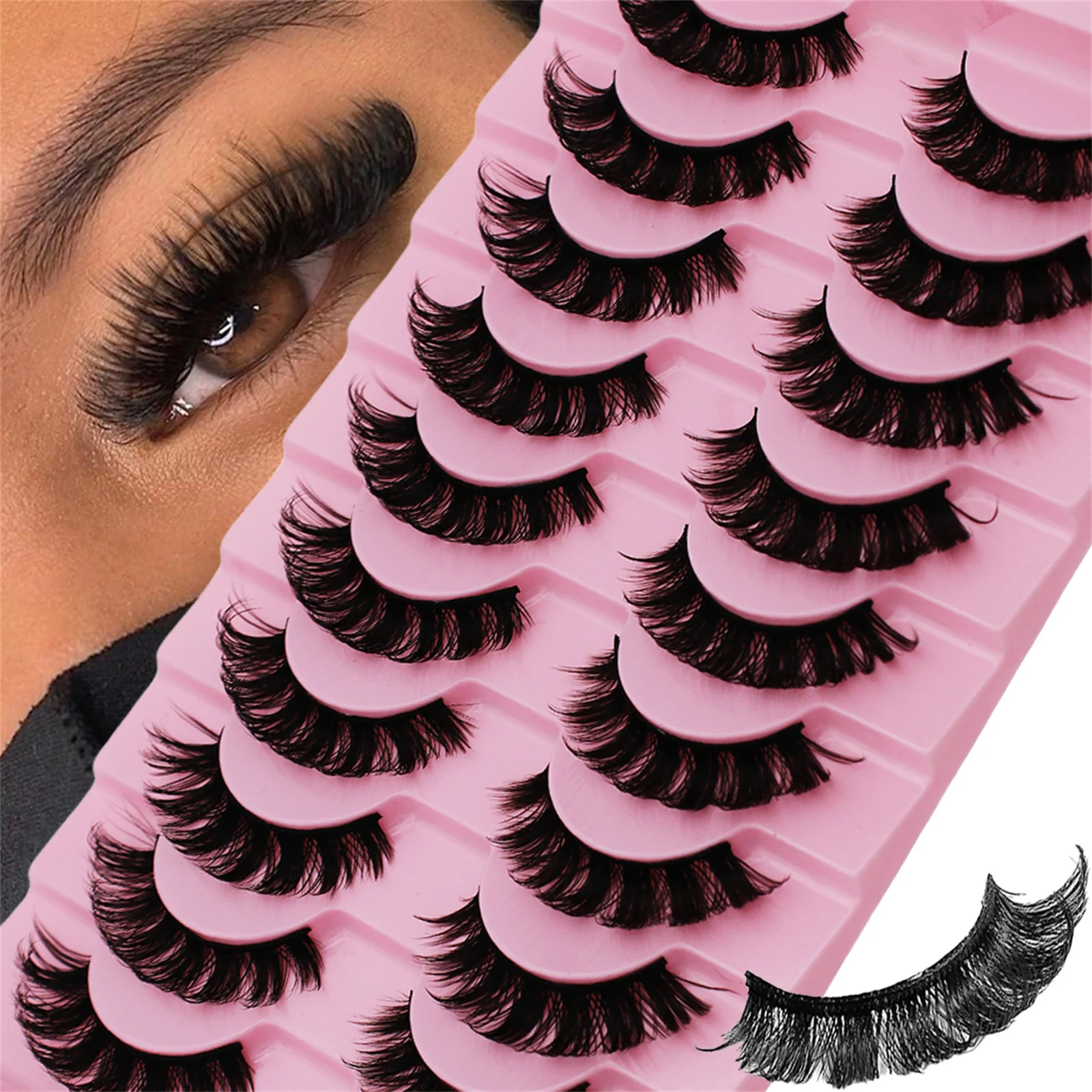 10 Paare dd Curl russische Streifen Wimpern flauschiges Volumen falsche Wimpern dd Curl dramatische chaotisch Faux Nerz gefälschte Wimpern bilden