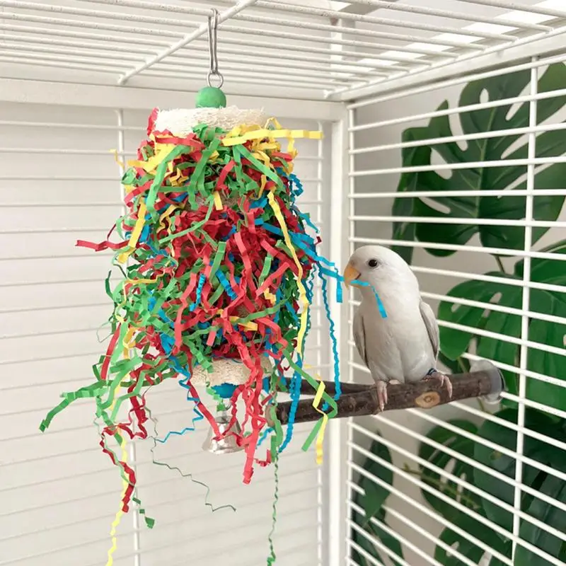 Toys For Parrots Colorful Paper Bird Toys Shredding Chew Supplies Treat-Dispensing Exercise-Promoting Mental-Stimulating