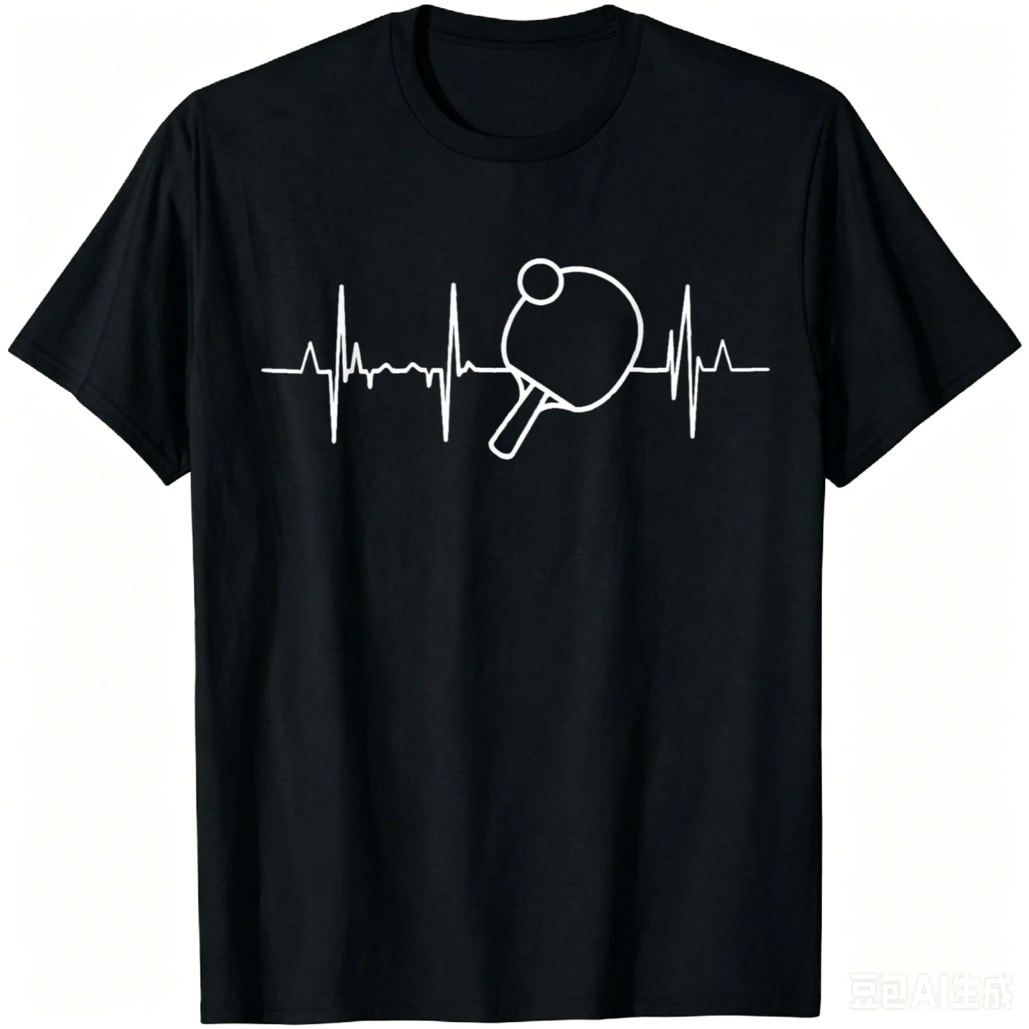 Table Tennis Heartbeat Ping Pong T-Shirt Retro Vintage Clothes Tops Cotton Graphic Tee Streetwear Clothing Camiseta Hombre