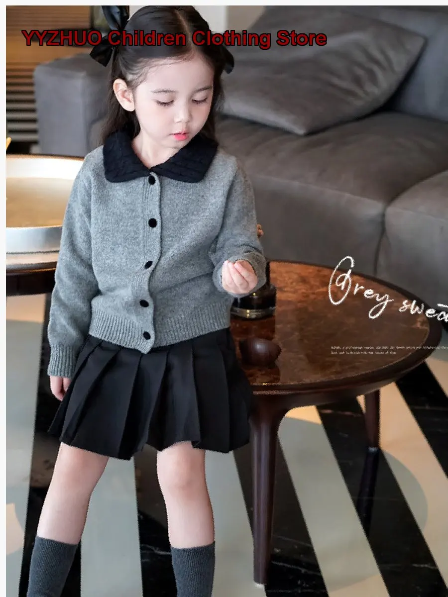 AnnieGirl Girls French Sweet Knit Top Autumn Elegant Kids Cardigan