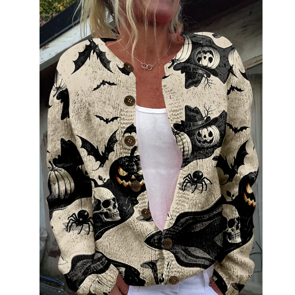 

Autumn Winter Knitted Cardigan Women Sweater halloween Vintage Sweaters Knit Top Fashion Casual Chic Jumpers Streetwear Gift