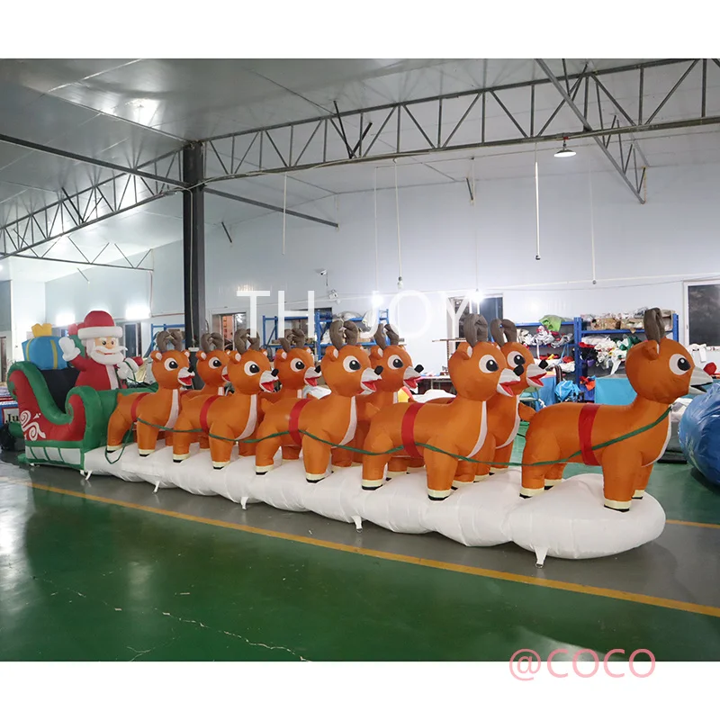 fast air ship to door,7m long Inflatable Christmas Santa Claus on Sledge Steer a Sled, Christmas Santa Claus with reindeer