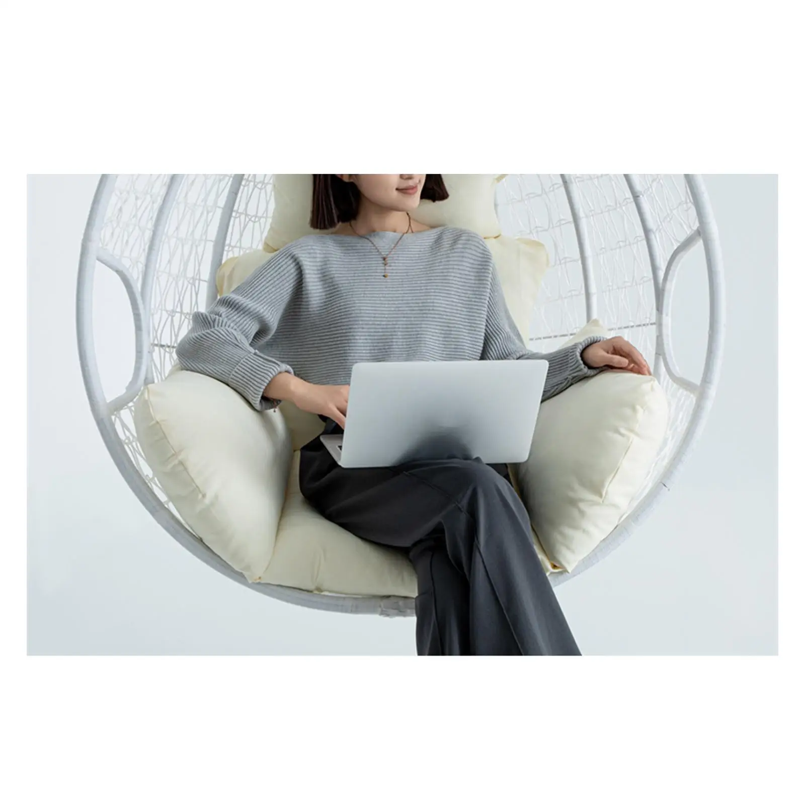 Egg Chair Cushion Swing Chair Cushion Comfortable with Headrest Armrest Soft