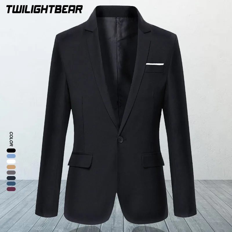 

Cheap Men's Blazer Oversized Solid Slim Business Casual Coat Men Clothing Wedding Suit Jacket Black Blazer Homem S-6XL AFA1