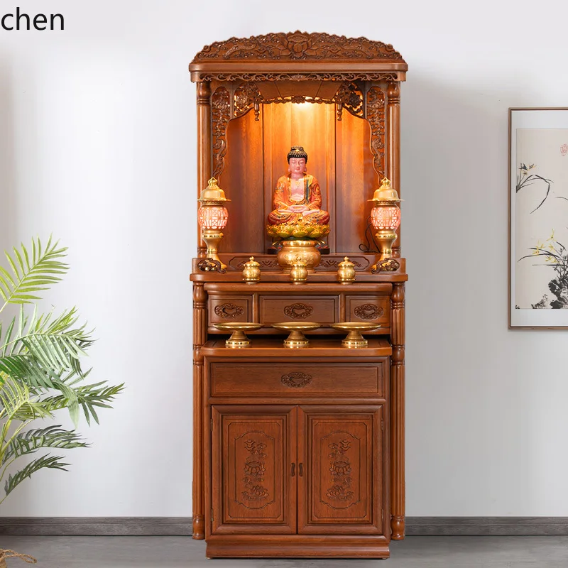 

CP Standing Shrine Table Modern Home Light Luxury Living Room Shentai Solid Wood Small Fortune Buddha Table
