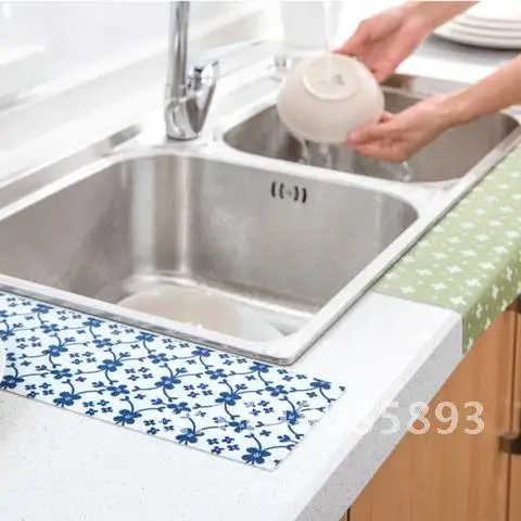 Sale Hot 1pcs self sticky can be cut Kitchen Sink Adhesive Waterproof Stickers Water Sucking Home Kitchen Washbasin Stickers