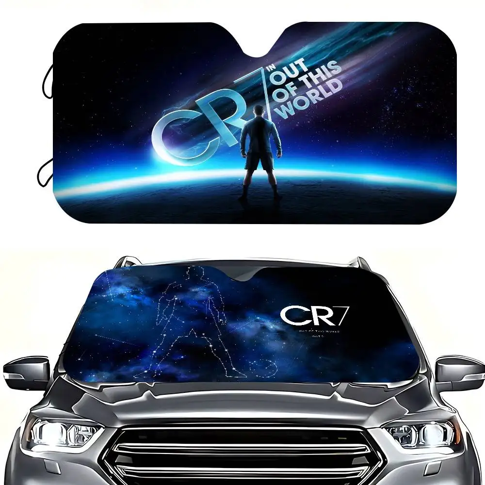 

C-CR7 Sunshade Windscreen 3D Film Plaid Gift Novelty Car Front Window Visor 70x130cm Sun Visor Solar Protect
