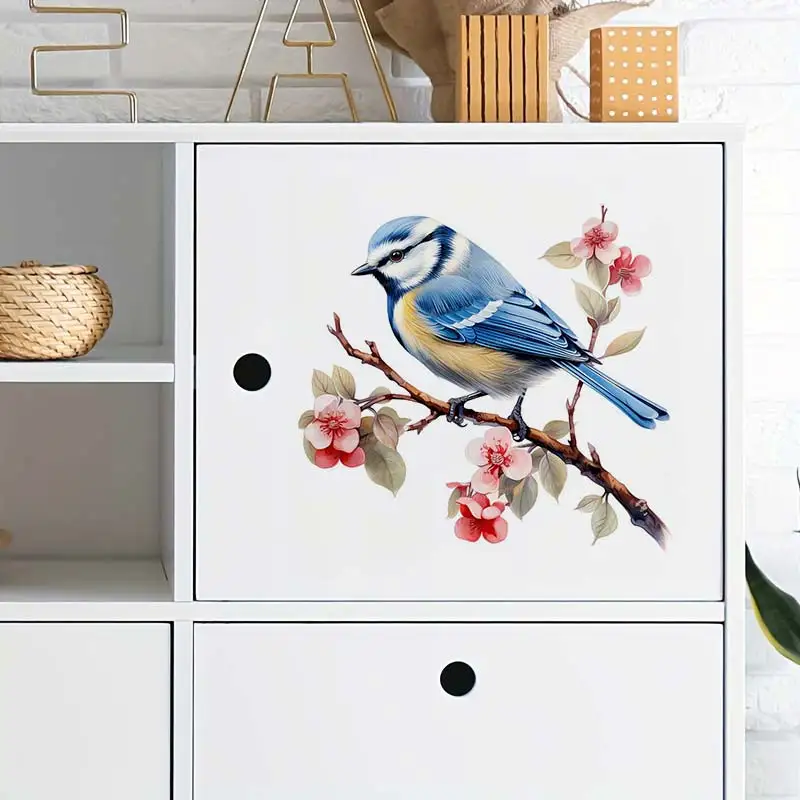 Watercolor Bird Standing On a Branch Wall Sticker Art Living Room Bedroom Cabinet Decoration Home Decor  Animal Stickers S306