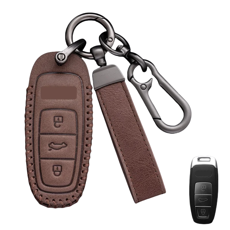 

Fashion Car Remote Key Case Cover Shell For Audi A6 A7 A8 E-tron Q5 Q8 C8 D5 Gold Edge Design Protector Fob Car Accessories