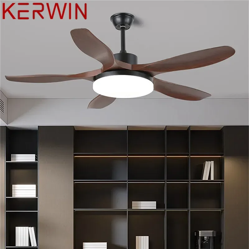 KERWIN Modern Fan Light Luxury Living Room Restaurant Bedroom Study LED Ceiling Fan Light Remote Electric Fan Light