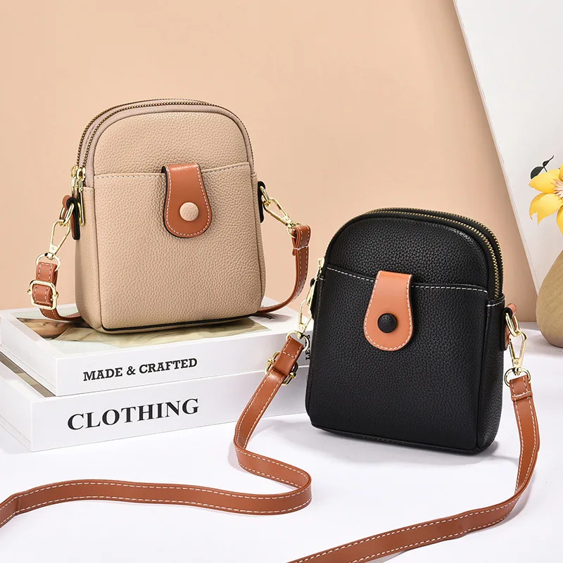 6 Colors Real Cowhide PU Leather Women\'s Luxury Handbag One Shoulder Mobile Phone Bag Girls Messenger Bag Mini CrossBodybag