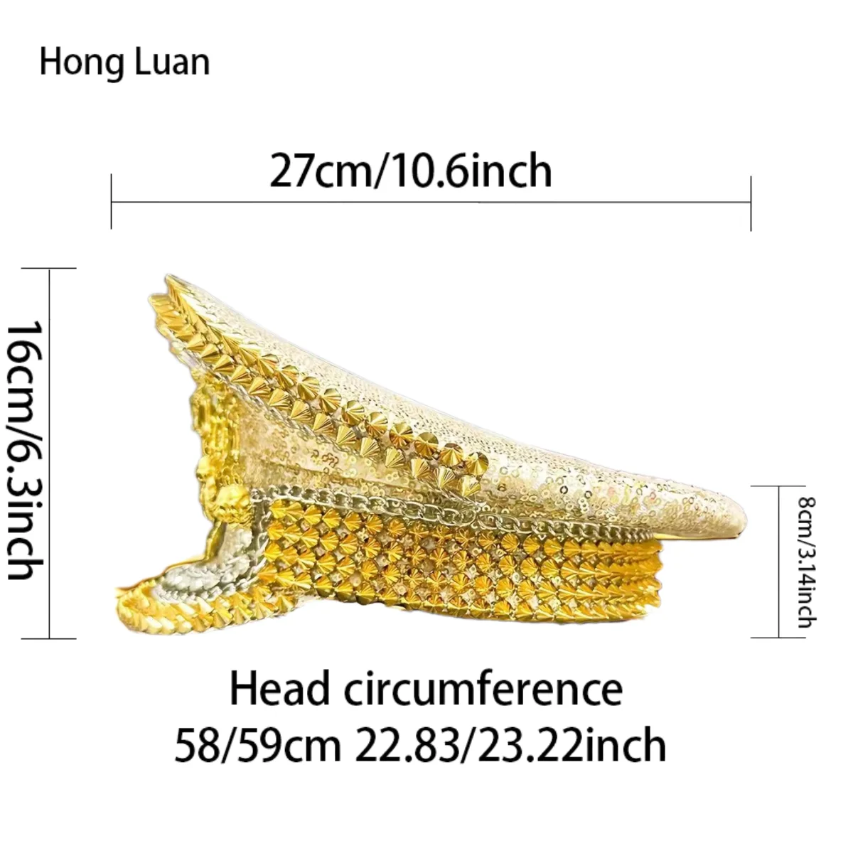 Cappello per costume da festival musicale HongLuan, cappelli da capitano con strass per donna di carnevale, accessori femminili cosplay