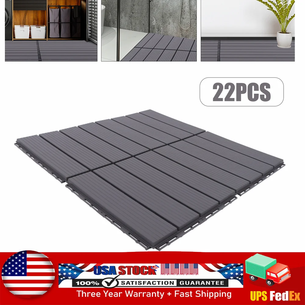 22pcs Deck Patio Tile Interlocking  Flooring Pavers Tiles Outdoor 12''x 12''