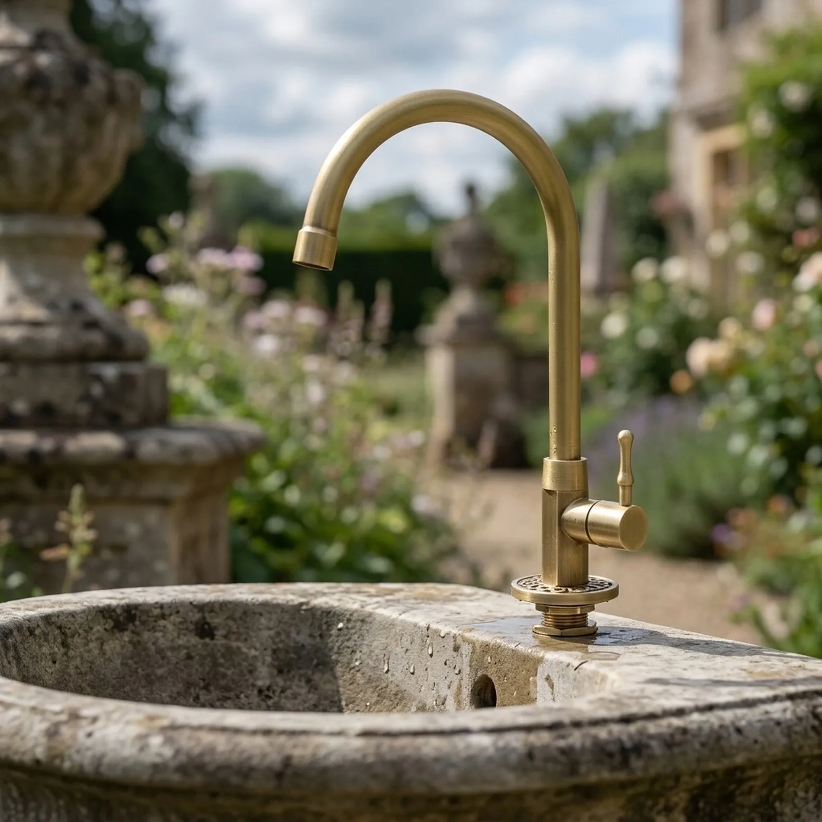Antique Outdoor for tap Copper Basin Faucet 360-degree Rotation Spiral Opening Mechanism Single Cold Water Flow Outdoor Faucet